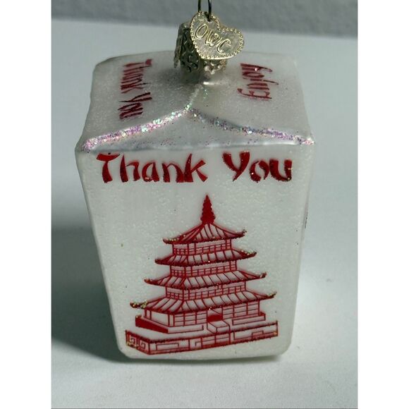 2008 Old World Christmas Chinese Take Out Box Glass Christmas Tree Ornament - Picture 5 of 8